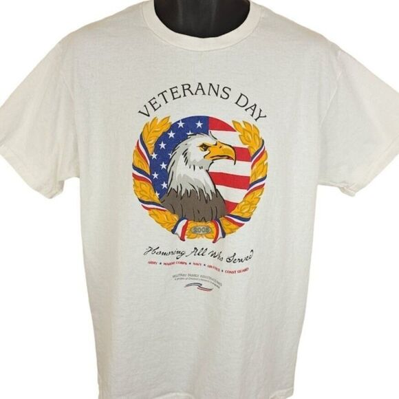 Veterans Day T Shirt Vintage Y2K Bald Eagle Patriotic Patriotism American Flag - Picture 1 of 6
